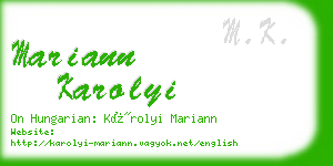 mariann karolyi business card